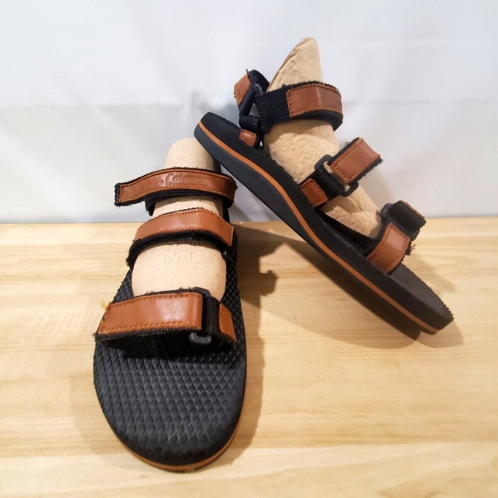 Coleman Sandals Mens Vtg Brown Genuine Leather Upper Rubber Soles Barry 99634